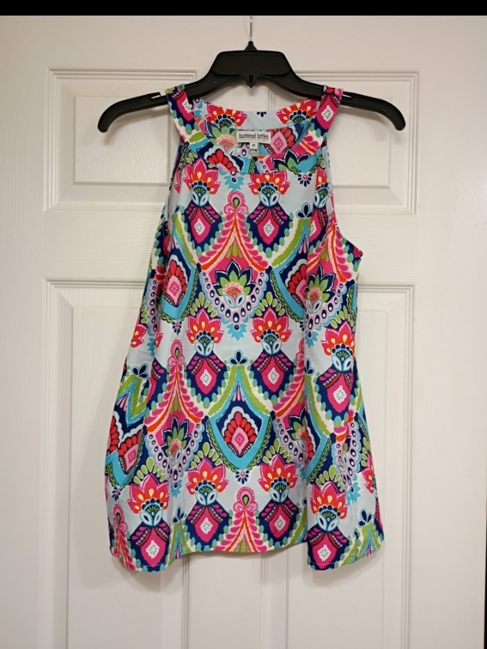 Buckhead Betties pink blue paisley halter tank size medium